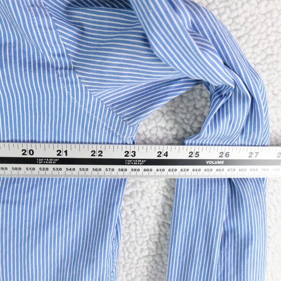 Armani Collezioni Shirt Mens Large Blue White Striped Nautical Button Up - Picture 6 of 9